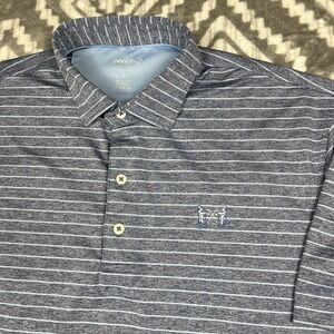 Johnnie O Polo Shirt Mens L Striped *National Golf Links* Logo Stretch Golf